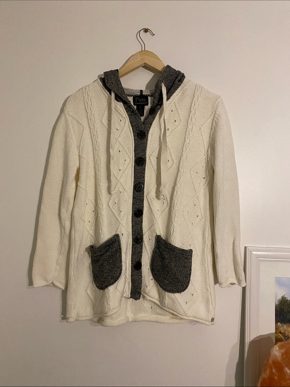 Pure Handknit Cardigan - Women’s M, Cream